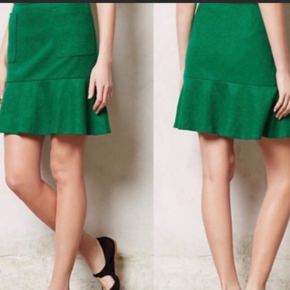 ANTHRO: MAEVE WOOL BLEND GREEN SKIRT 4 - Picture 1 of 16